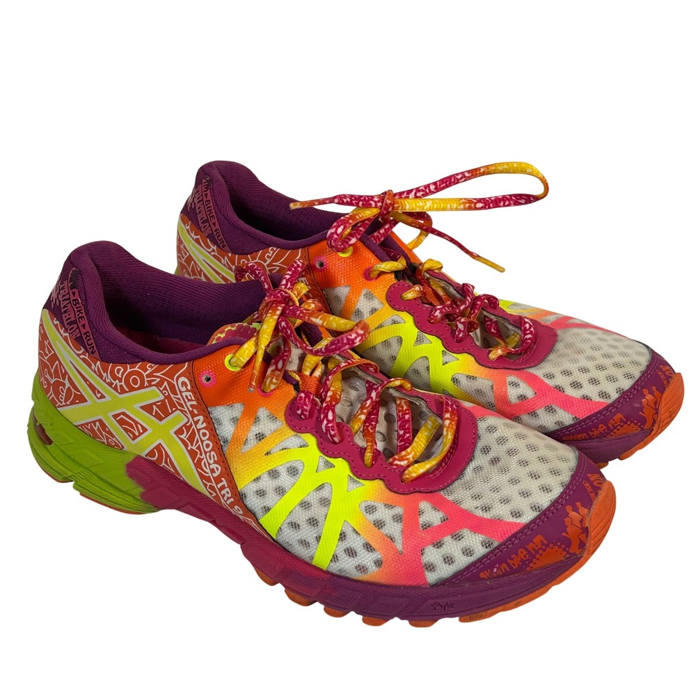 Asics Gel-Noosa Tri 9 Womens 8.5 Running Shoes Multi Color Neon T458N Triathlon